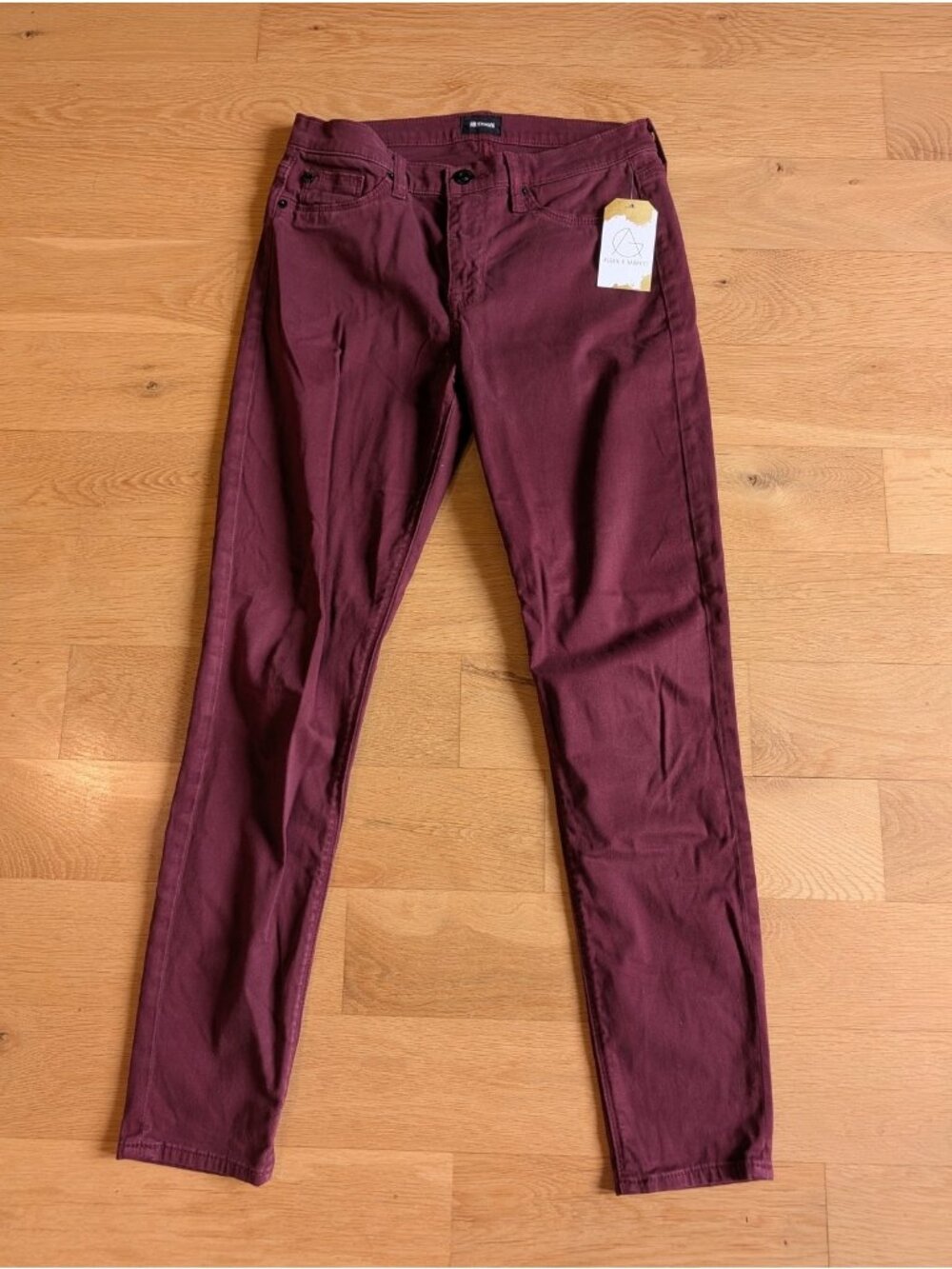 Hudson Burgundy Nico Mid Rise Ankle Super Skinny Jeans, Size 28